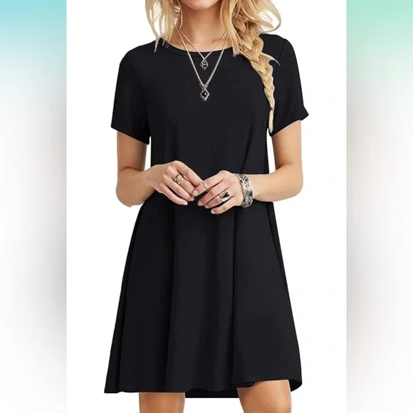 Black Short Sleeve Dress - Picture 1 of 3